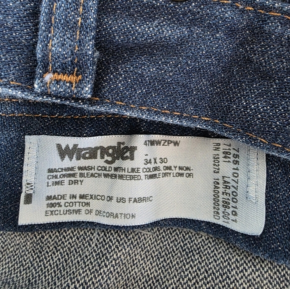 Wrangler 47 MWZ Premium Men's Classic Blue Jeans Size 34x30 - Picture 10 of 10